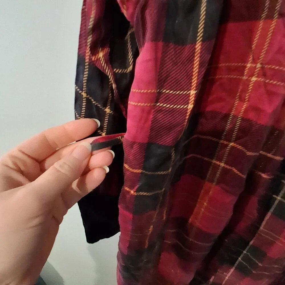 Victorias Secret vintage gold label long robe womens Small plaid silk NO BELT